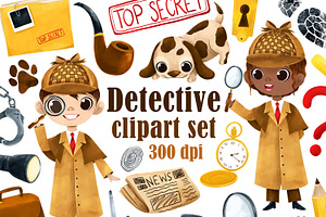 Watercolor Detective Clipart Setete