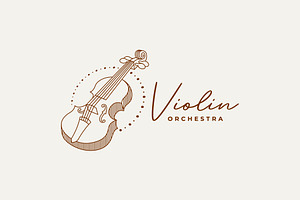 violin viola orchestra line art logo, a Branding & Logo Template by Blazybone