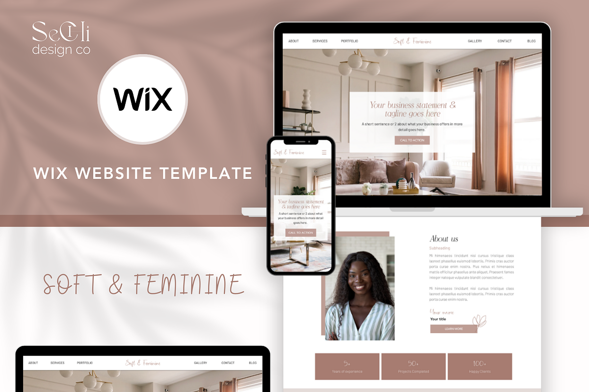 Soft & Feminine Wix Website Template, a Wix Template by Sechi Design Co (Photo 1 of 5)