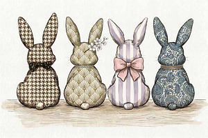 Watercolor Easter bunnies Love Png, an Illustration by VetalStock