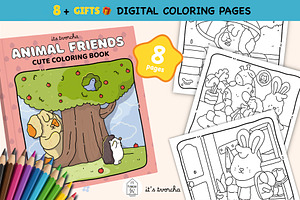Cute Cozy Animal Friends, an Education Illustration by Bold & Easy Coloring Book