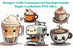 Cartoon Coffee Shop Clipart Set