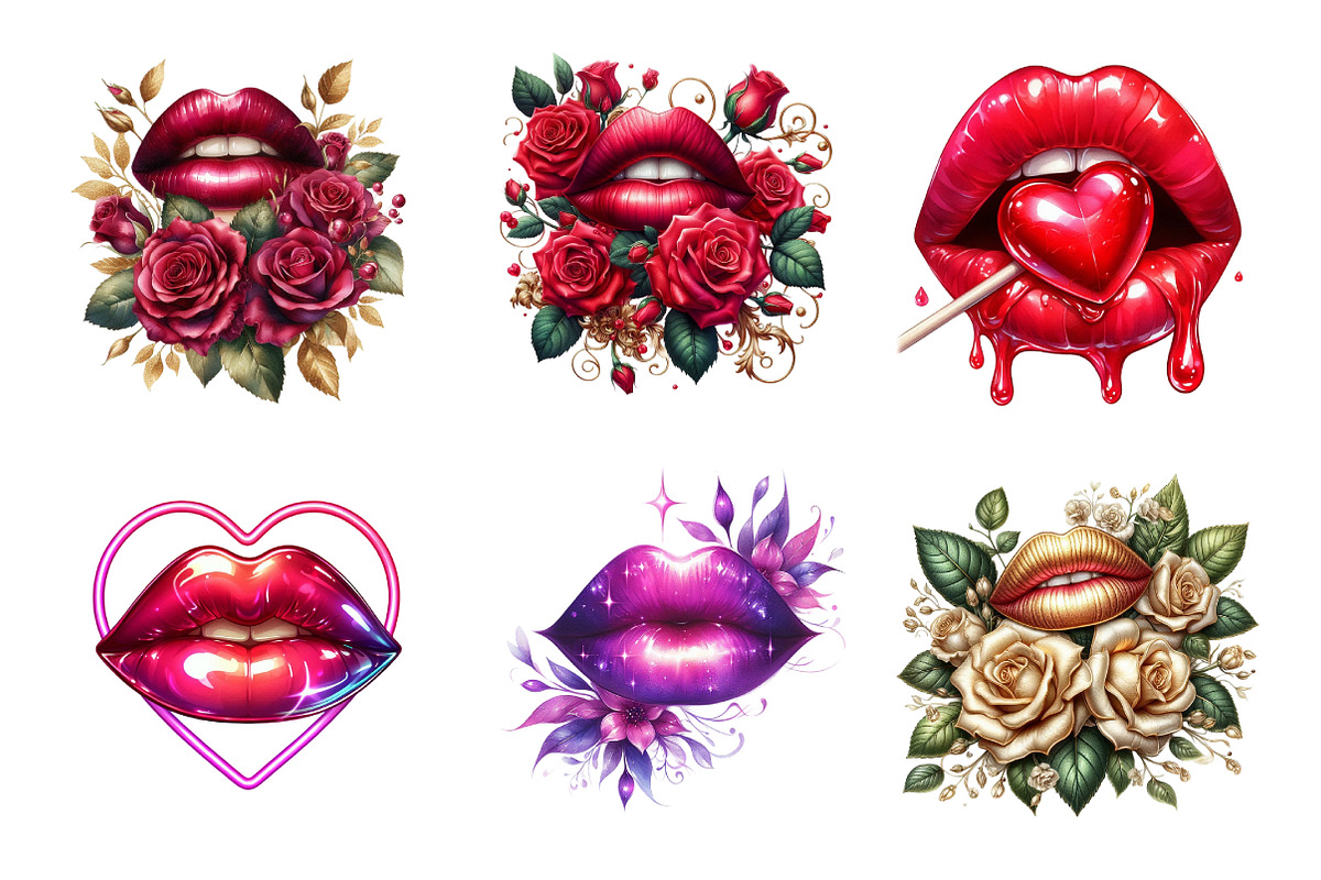 Watercolor Valentine Smooch Clipart, an Illustration by SinaCreation (Photo 2 of 11)