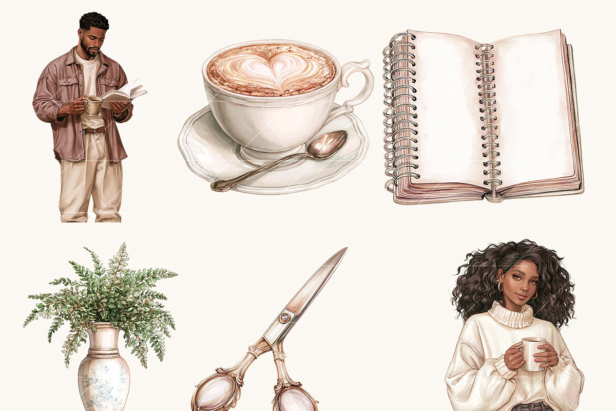Black Neutral Planner Clipart Bundle, a Person Illustration by BusyDaydesign (Photo 6 of 9)