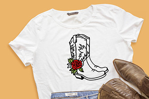 Cowboy Boots Svg, Boots Flowers Svg