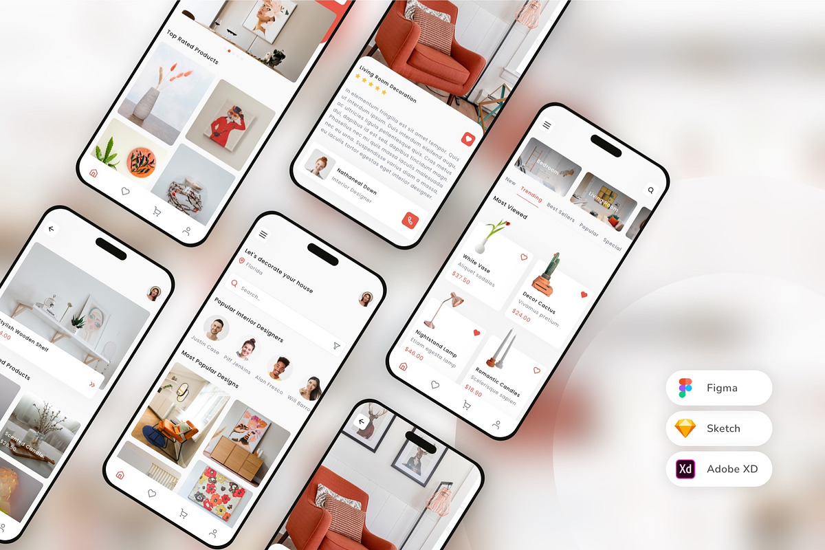 Home Decoration Mobile App UI Kit, an UI Kit Template by uicube