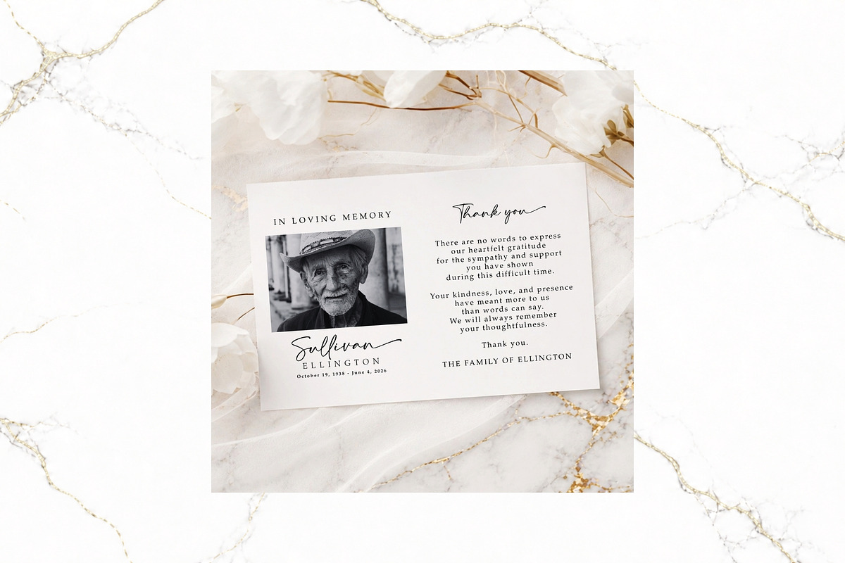 Funeral Bundle B&W Canva FR003, a Stationery Template by TyphoonStudio (Photo 10 of 11)