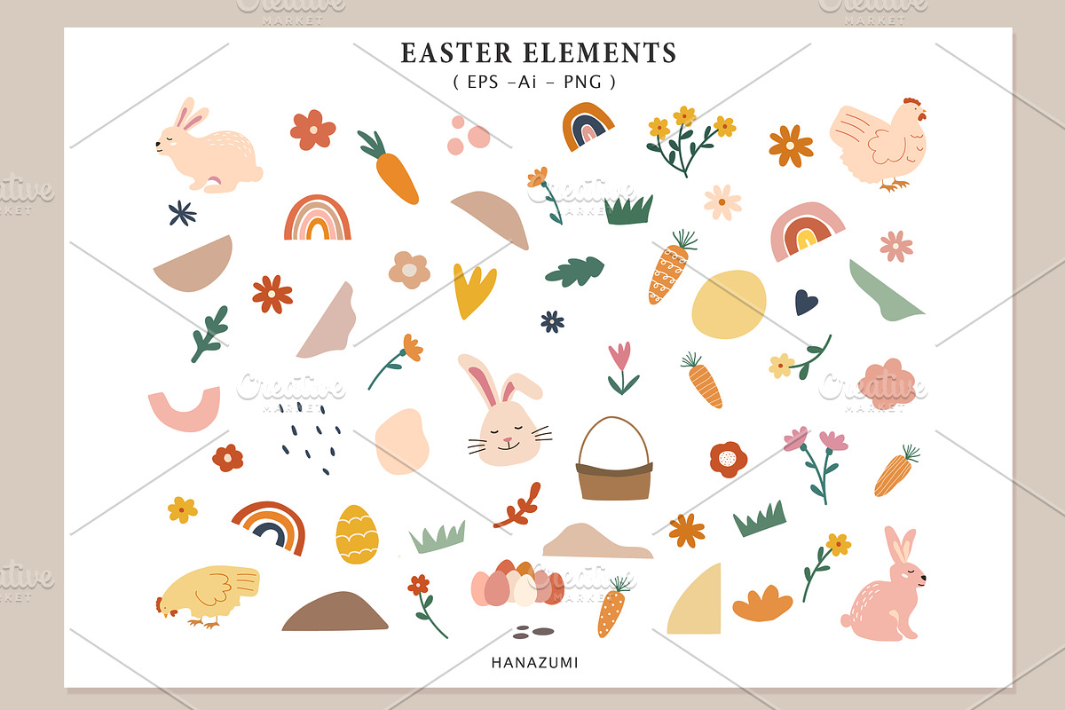 Happy Easter Set! #2, a Decorative Illustration by Hanazumi (Photo 2 of 11)