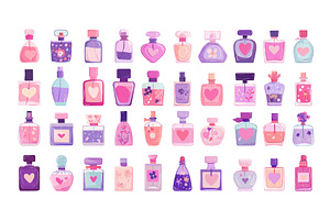 Perfume bottles cartoon vector set, an Object Illustration by Onyx