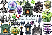 Watercolor Halloween Horror Clipart, an Illustration by Rose Art (Thumbnail 1 of 7)