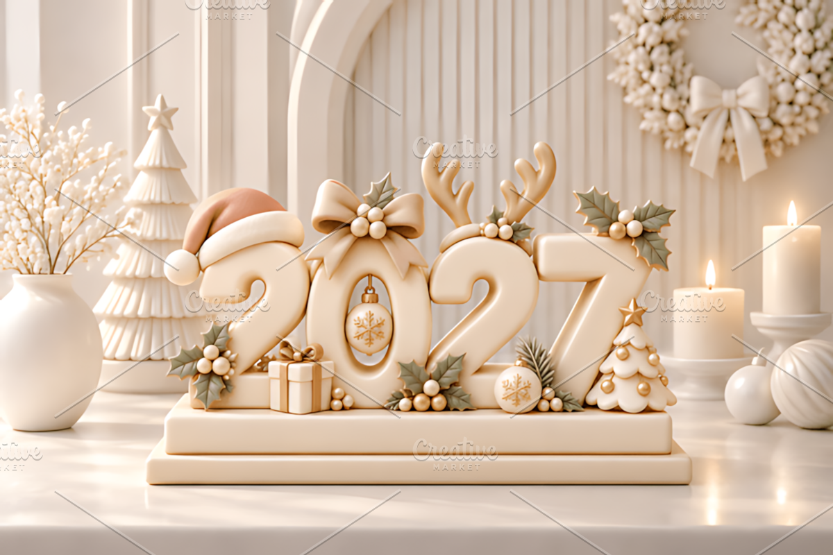 Christmas 2027 Decor Sign STL 3D, a Characters & Person 3D Model by Design Station (Photo 2 of 3)