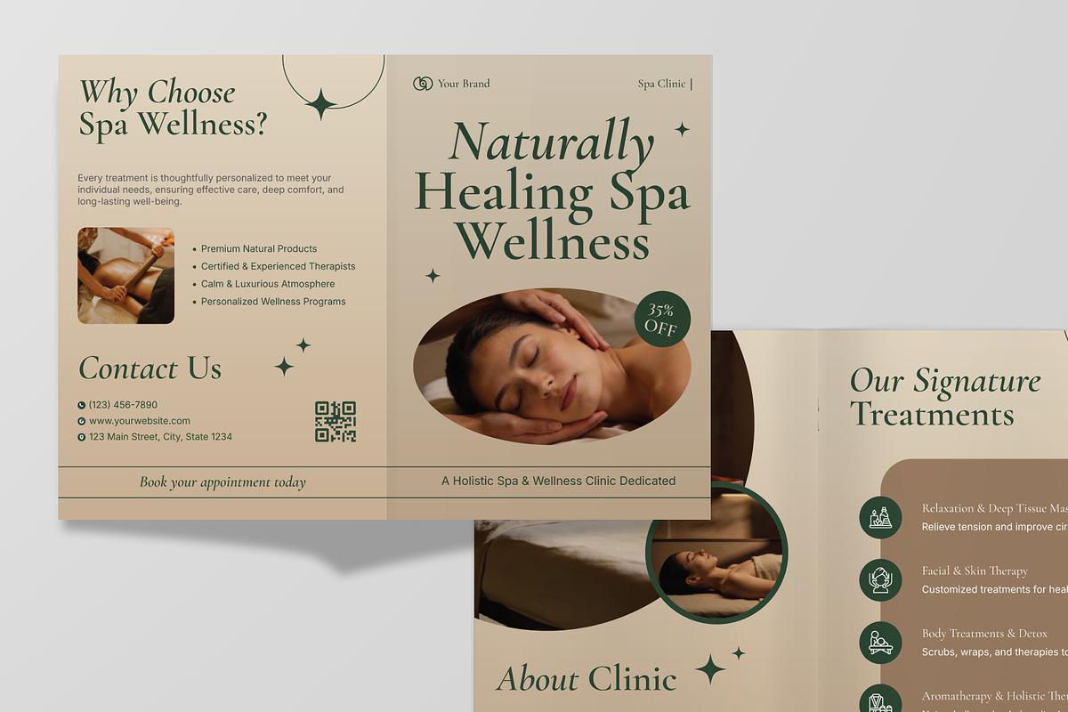 Spa Wellness Clinic Bifold Brochure, a Brochure Template by Annora Studio (Photo 4 of 6)