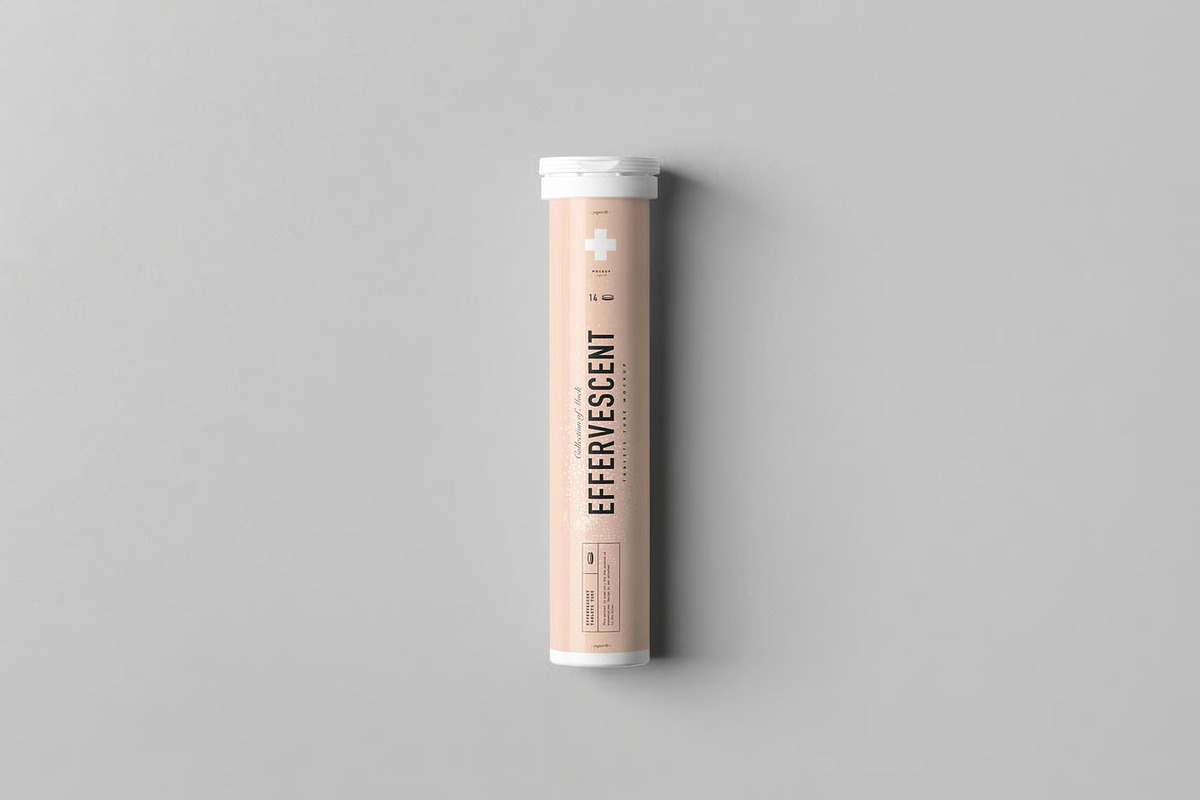 Effervescent Tablets Tube Mock-up, a Packaging Mockup by zippypixelstudio (Photo 2 of 11)