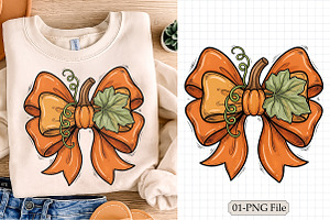 Fall bow png,Orange bow,pumpkin, a Seasonal Illustration by Libby Wishes