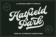 Hatfield Park - Vintage Script Font, a Script Font by Hustle Supply Co. (Thumbnail 1 of 9)