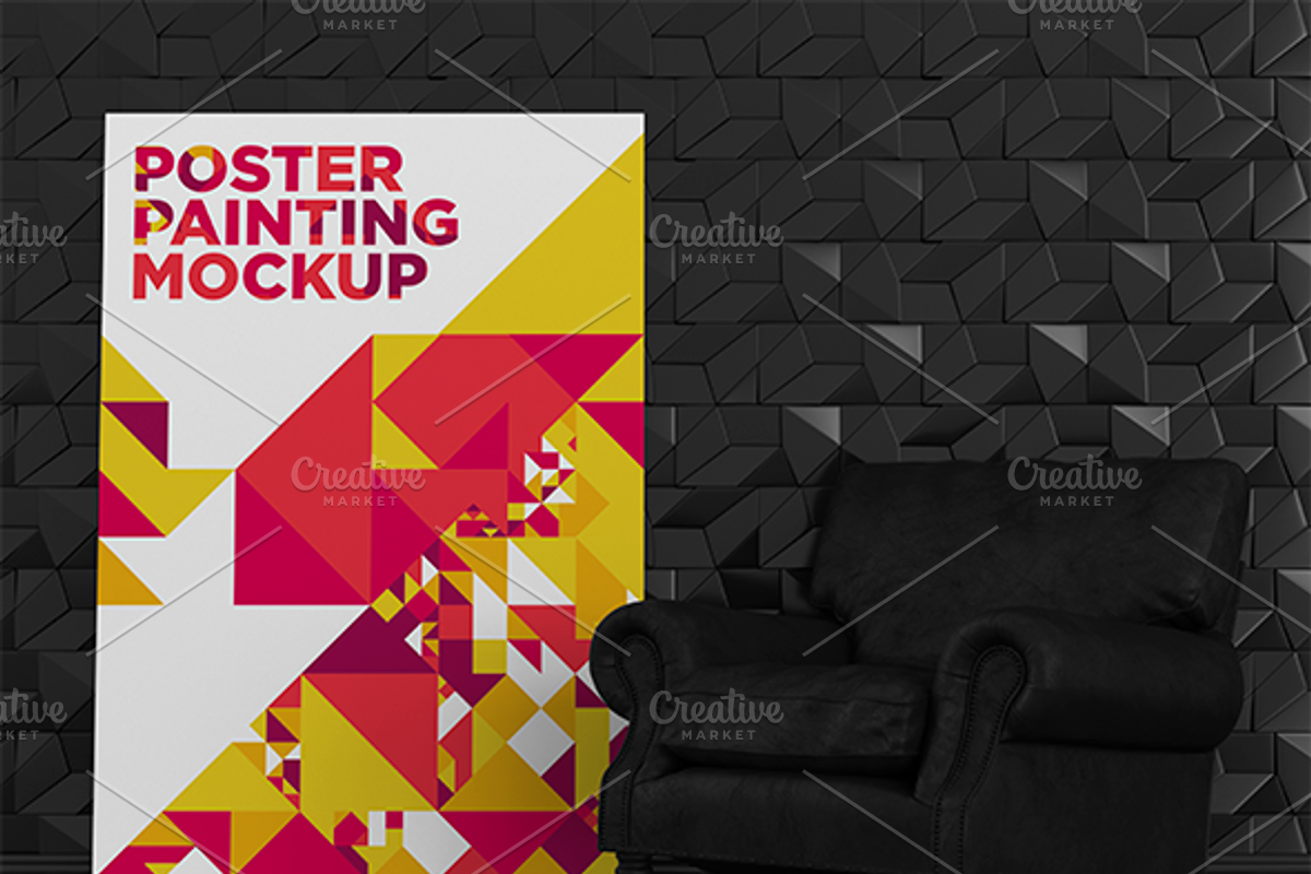 Poster Painting MockUp Pack 001, a Print Template by Traint (Photo 10 of 21)