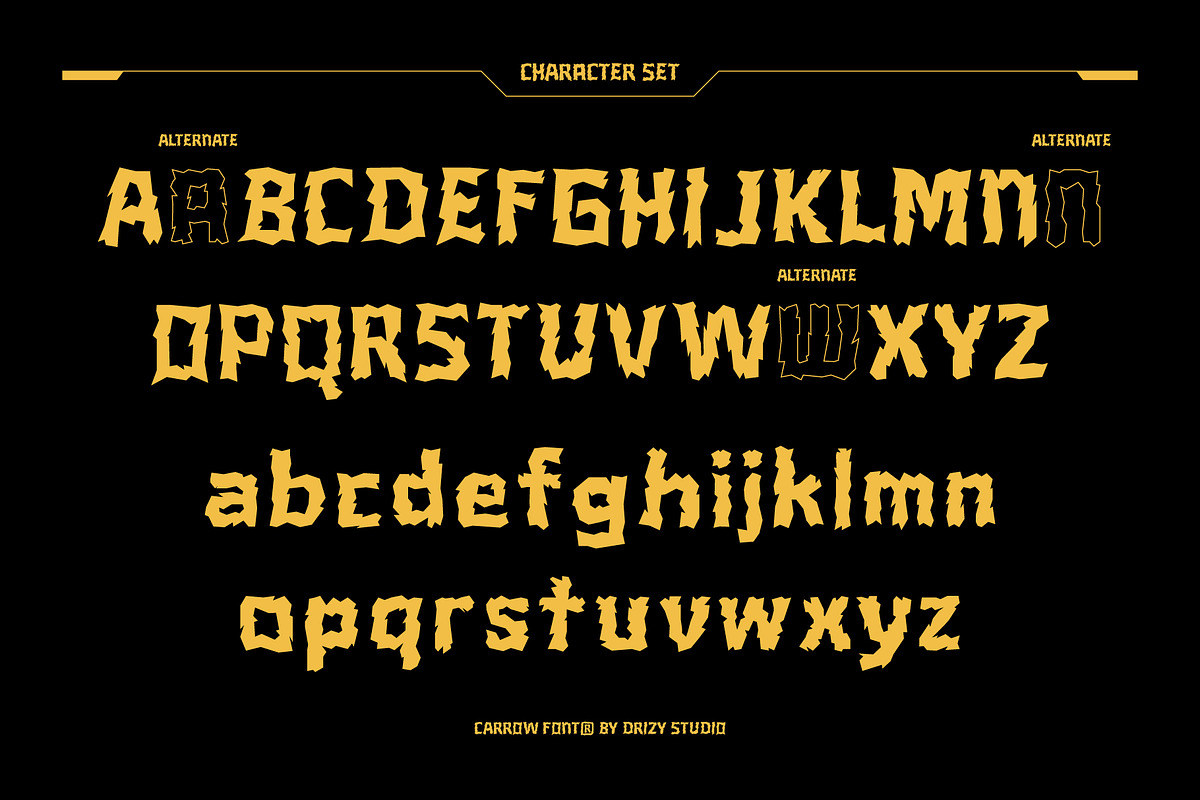 Carrow – Experimental Distrorted, a Sans Serif Font by Drizy (Photo 4 of 10)