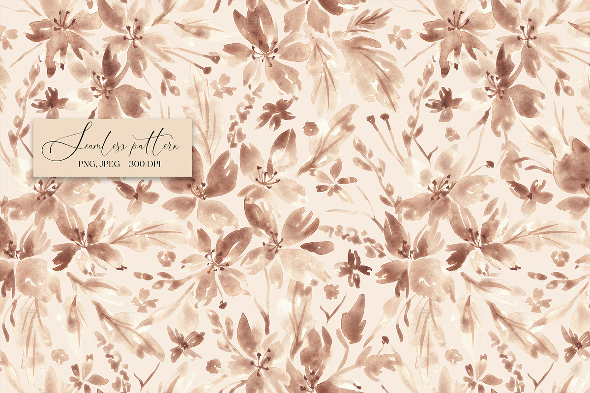 Mocha Mousse Floral pattern, a Pattern Graphic by SirenaArt (Photo 3 of 16)