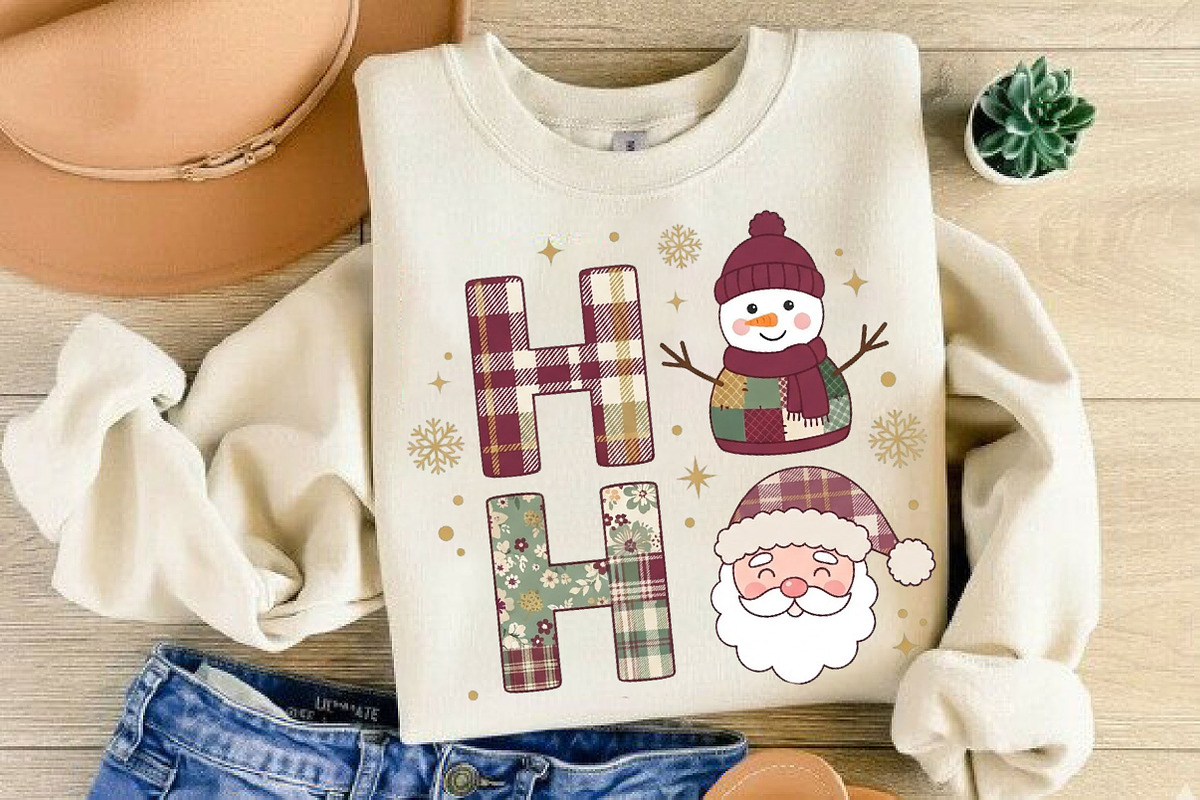 Retro Ho Ho Christmas Shirt, a Seasonal Illustration by DreamCafeArt (Photo 1 of 7)