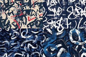 Navy Graffiti Seamless Patterns