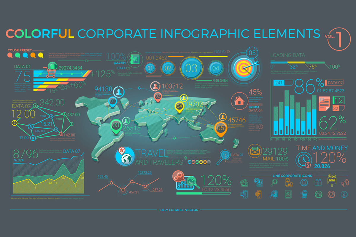 Colorful Corporate Infographics, a Finance Illustration by ConceptCafe (Photo 2 of 7)