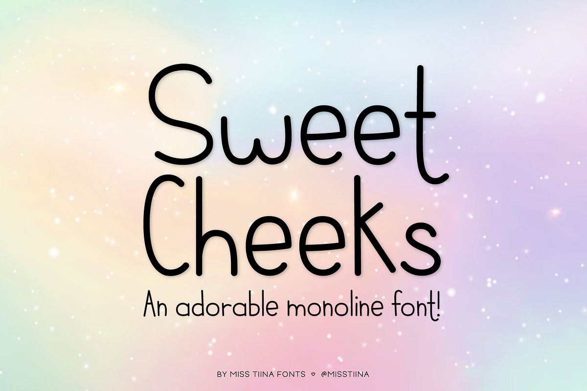 Sweet Cheeks Monoline Font, a Handwritten Font by Miss Tiina (Photo 1 of 4)