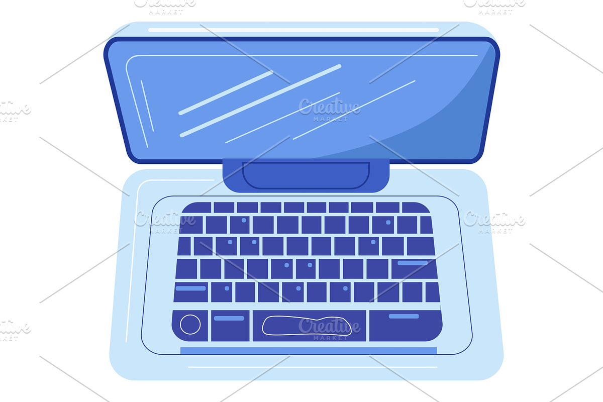 Computer laptop cartoon top view, a Technology Illustration by vectorpointstudio