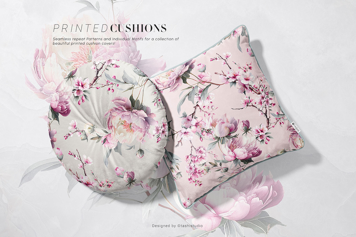Hanami, Peonies and Sakura Patterns, a Wallpaper Graphic by Pink Linen (Photo 5 of 10)
