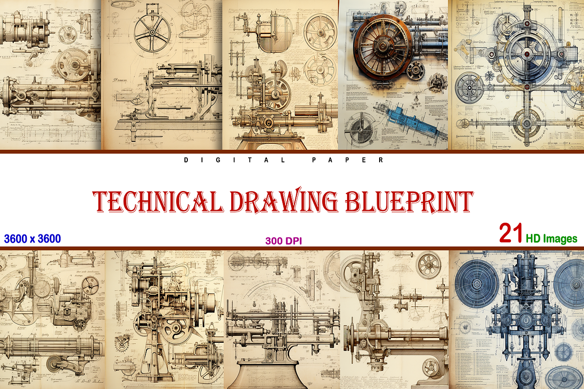 Technical Drawing Blueprint, a Background Graphic by Printable Treasure (Photo 1 of 3)
