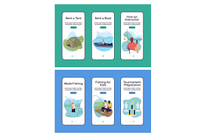Camping trip with fishing app pages, a Templates & Theme by IMG visuals characters