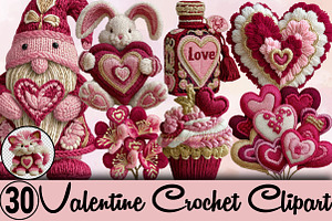 Valentine Crochet Clipart Bundle., an Illustration by SVGArt