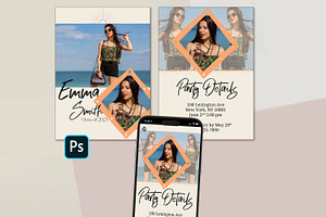 Beachy Photoshop Grad Card Template