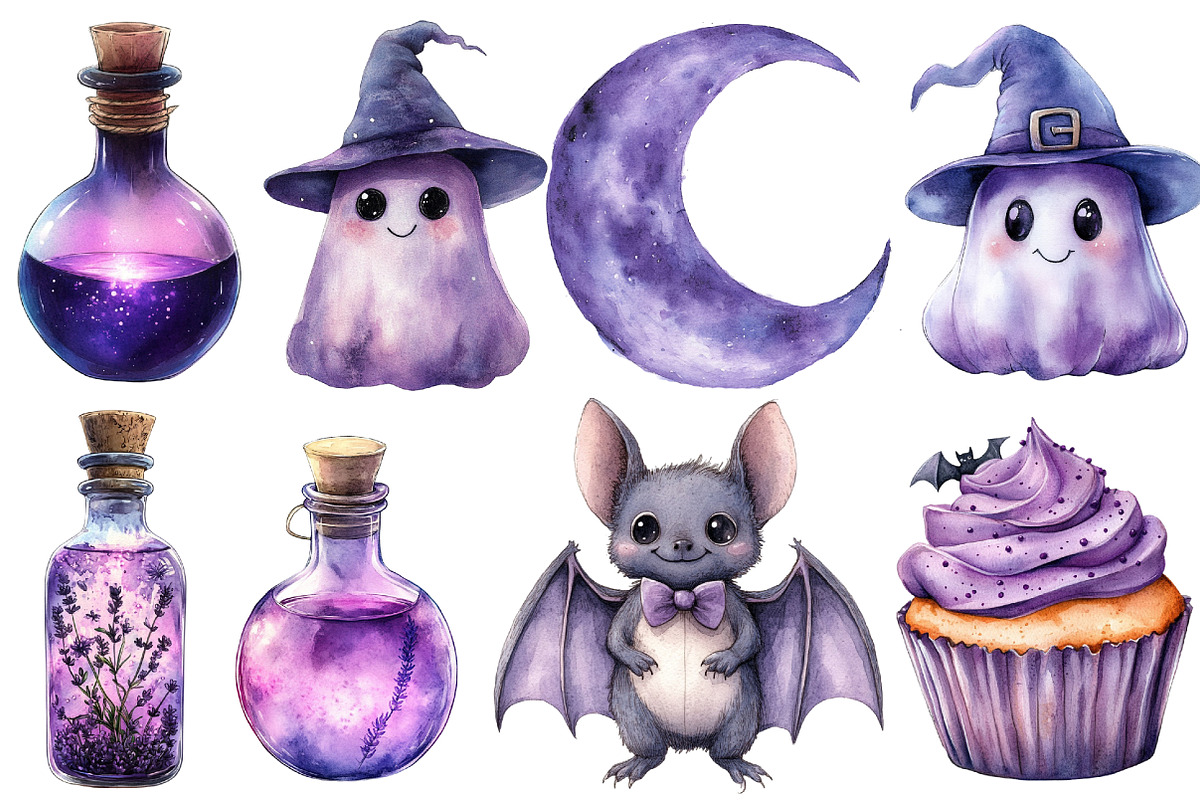 Lavender Halloween Clipart, a Work Illustration by cherrydesign (Photo 2 of 4)