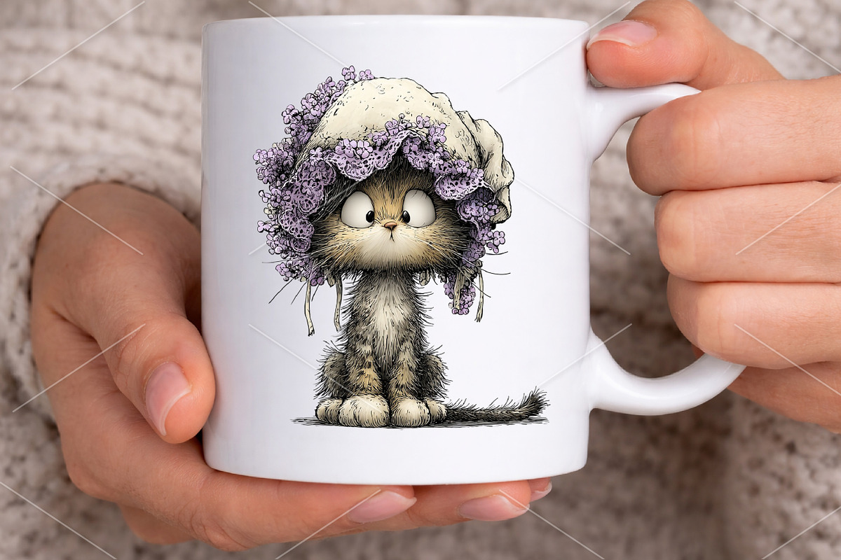 Whimsical Spring Cat Clipart Bundle, a Seasonal Illustration by Canvas Craft (Photo 6 of 7)