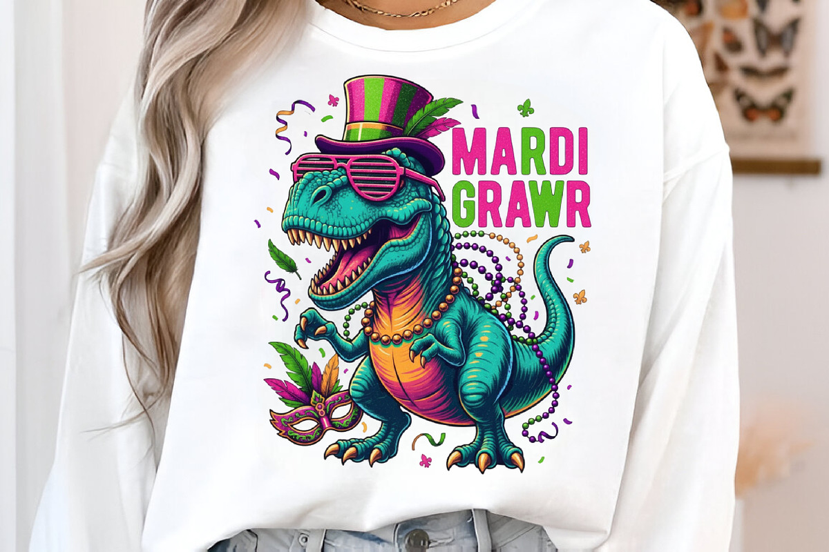 Mardi Grawr Dino T-Rex Mardi Gras Pn, an Illustration by designcity5 (Photo 3 of 9)