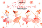 Watercolor Ballerinas Clipart Set, a Decorative Illustration by AlineArtStore (Thumbnail 1 of 11)