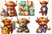 Back to School Highland Cow Clipart, an Illustration by DreamCafeArt (Thumbnail 3 of 5)