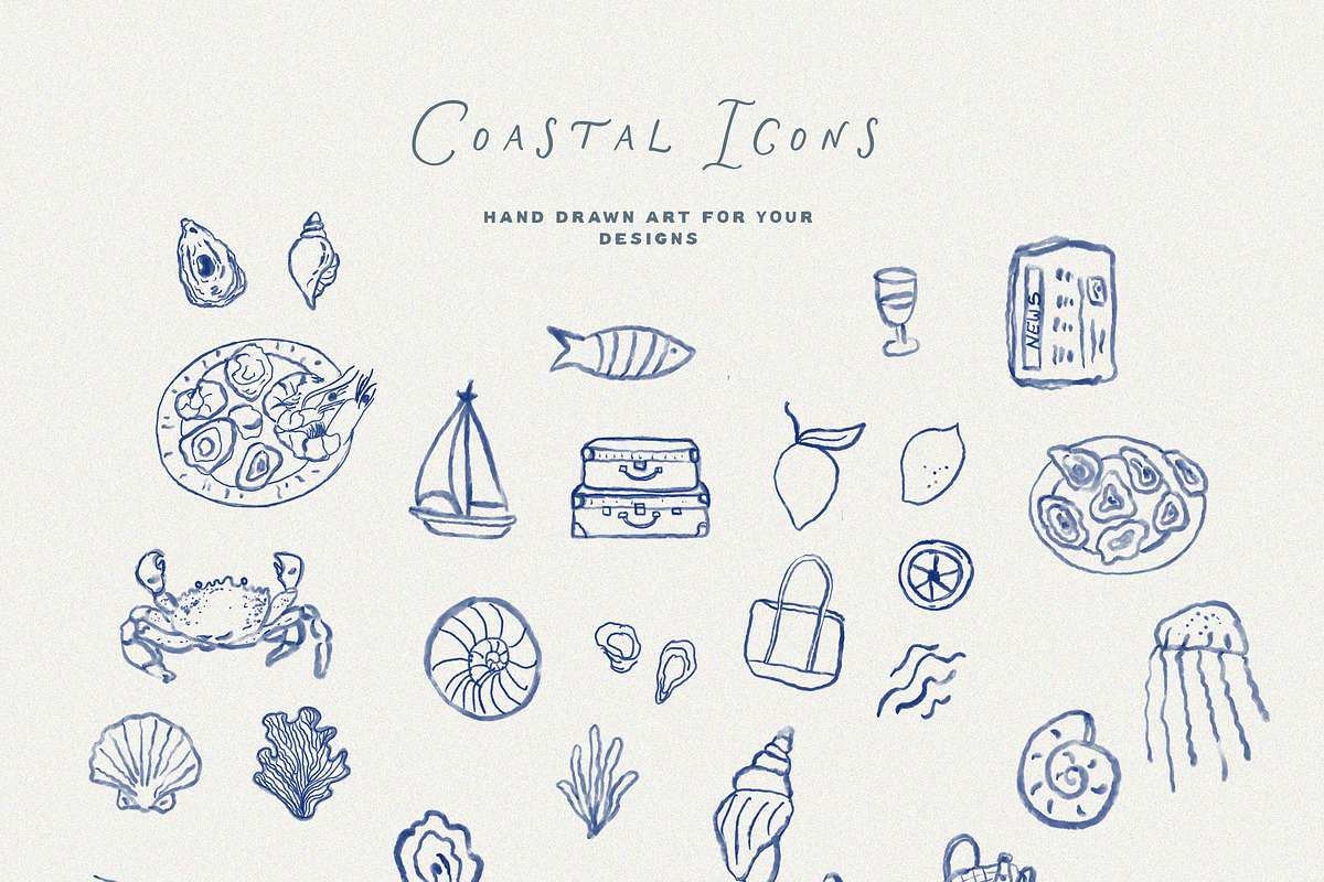 Coastal Icons & Hand Drawn Frames, an Object Graphic by Laras Wonderland (Photo 9 of 16)