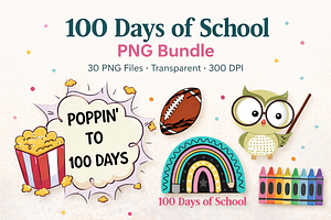 100 Days of School PNG Bundle, an Object Graphic by MIRoots Design Studio