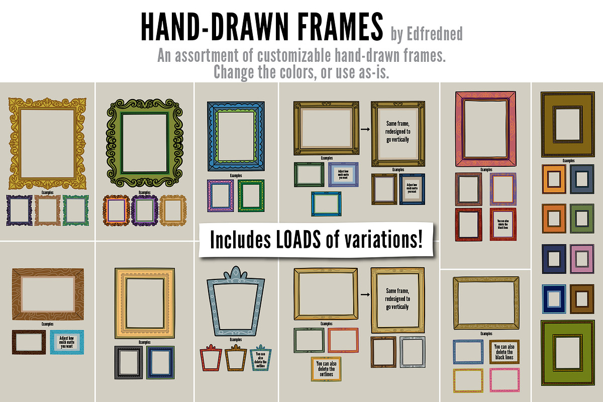 Hand-Drawn Customizable Frames, an Illustration by edfredned (Photo 2 of 7)