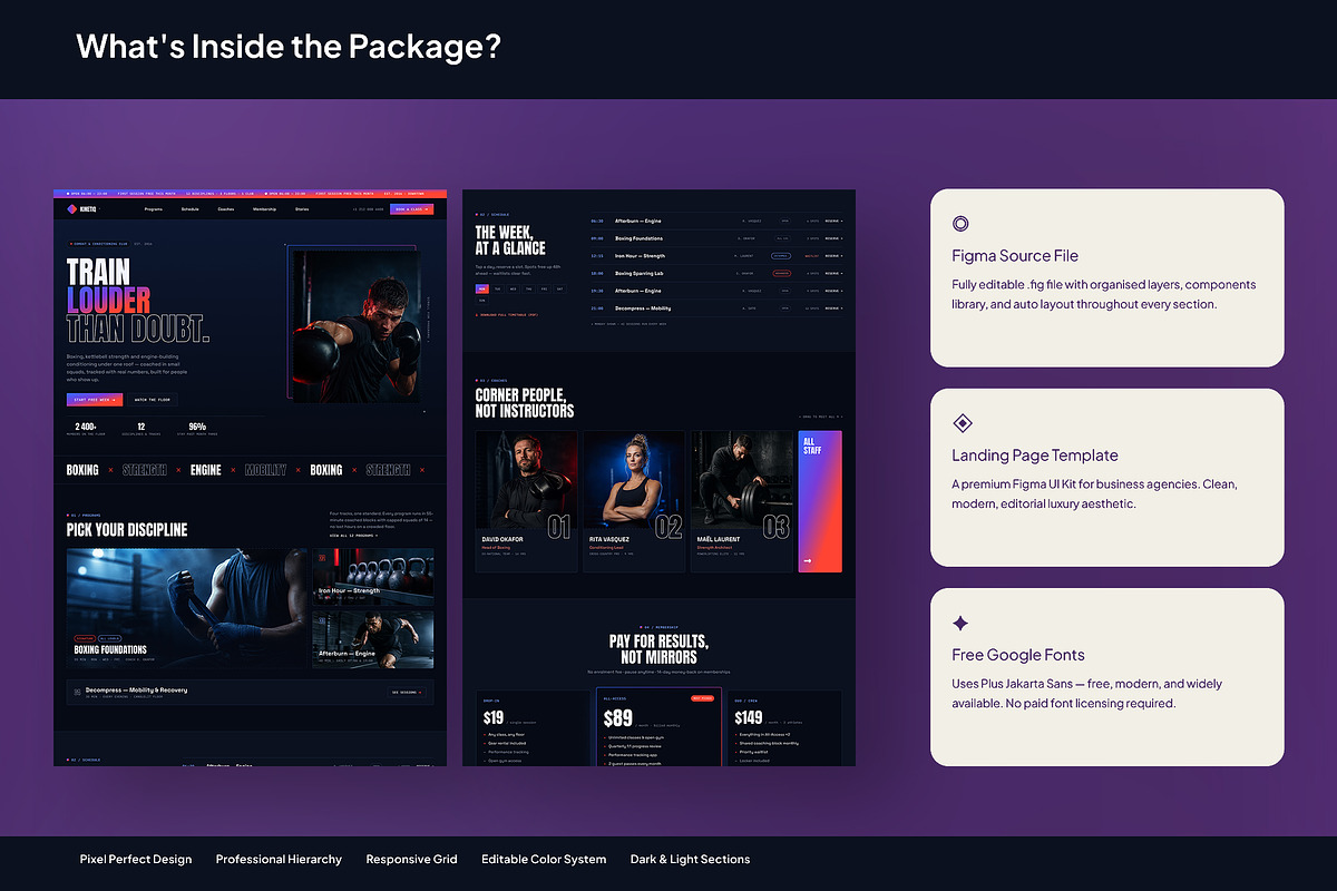 Dark Gym & Fitness Landing Page, an UI Kit Template by Pitchlook.Studio (Photo 3 of 3)