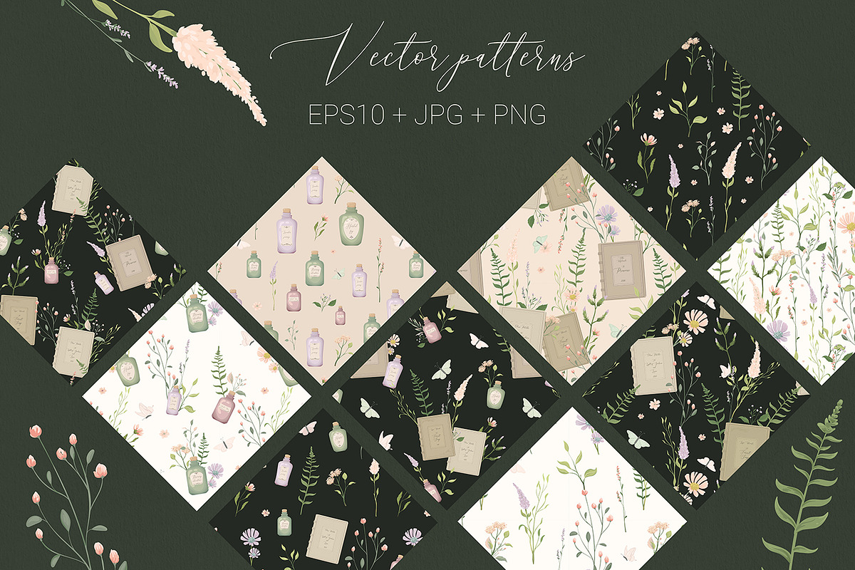 Books and Flowers. Vector patterns, a Pattern Graphic by HmarkaShop (Photo 2 of 6)