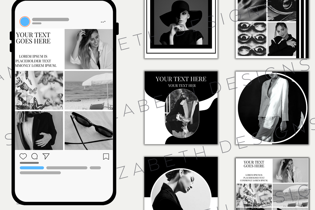 85 Monochrome Social media templates, a Social Media Template by Sian Elizabeth Designs (Photo 3 of 6)