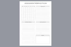 Assessment Monthly Planner Study