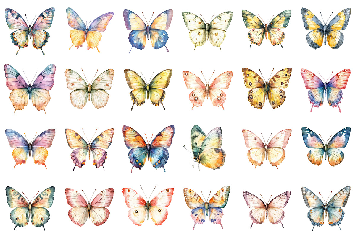 Watercolor Spring Butterfly Clipart, an Animal Illustration by designcity5 (Photo 2 of 5)