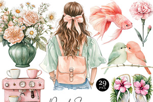 Watercolor Peach Summer Planner, a Seasonal Illustration by Design Scotch