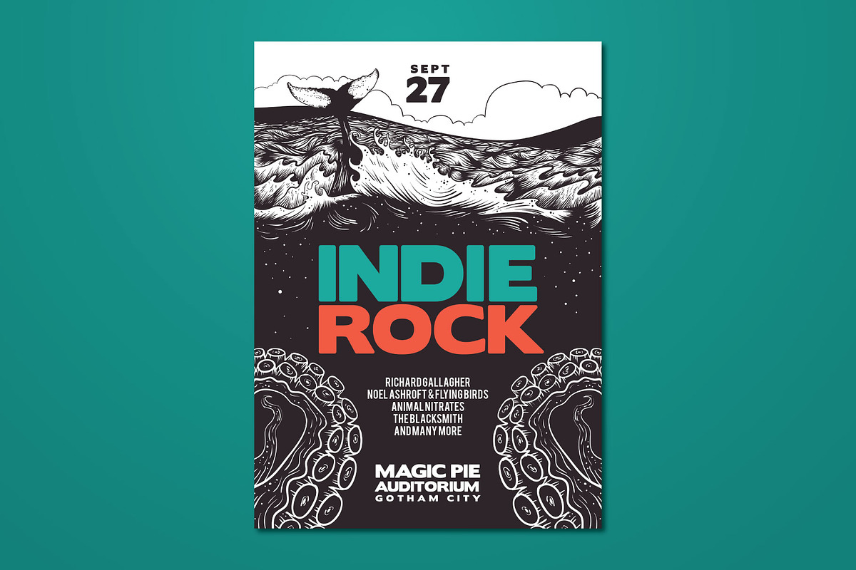 Hand Drawn Ocean Indie Rock Flyer, a Flyer Template by ashenterprise (Photo 1 of 3)