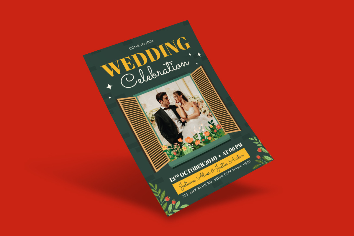 Greenery Window Wedding Invitation, an Invitation Template by iDoodle Studio (Photo 3 of 4)
