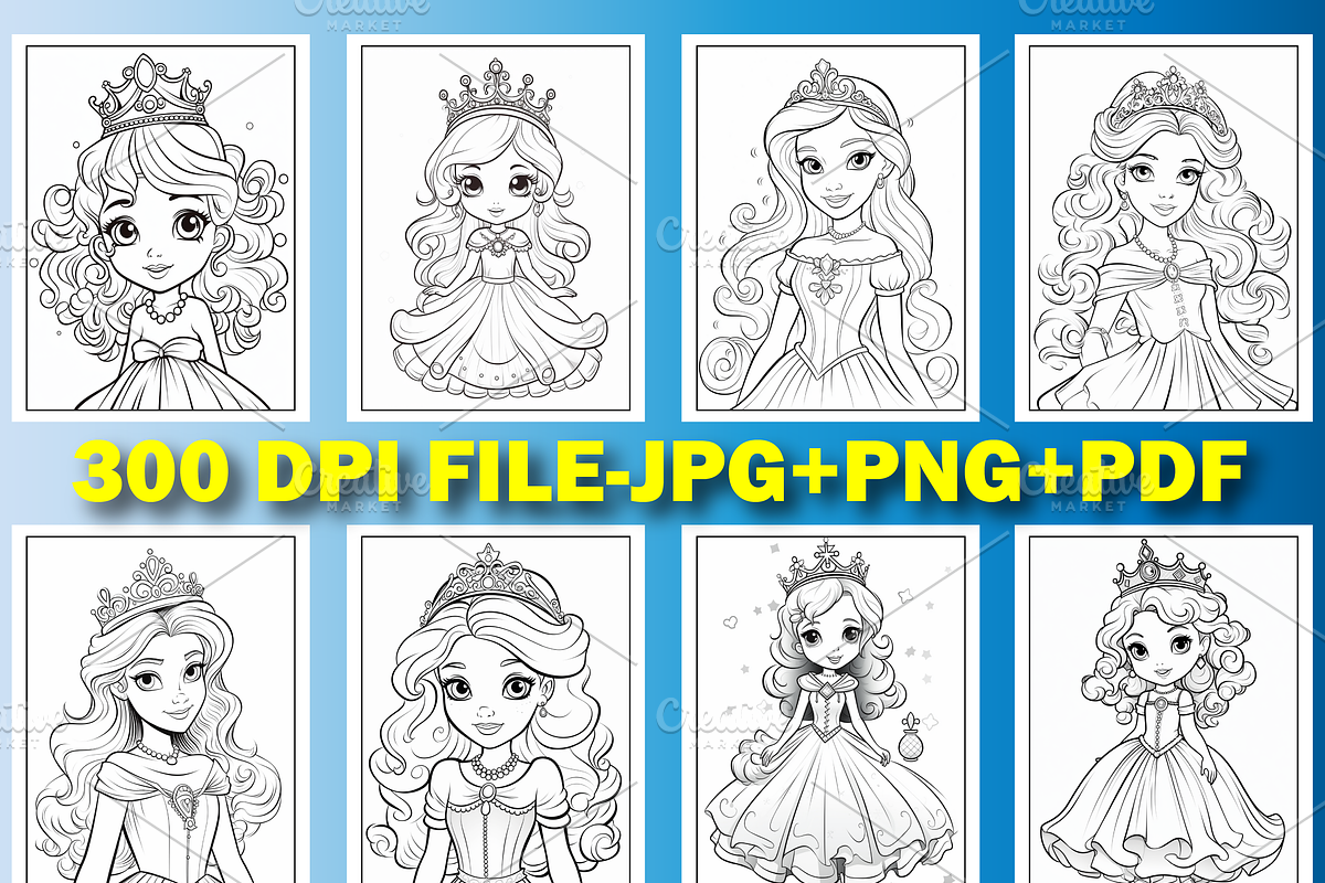 Cute Princess Coloring Pages for Kid, a Stationery Template by Design Station (Photo 4 of 6)