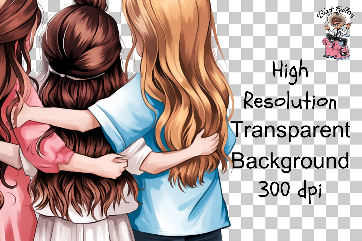Three Girls Hugging PNG Bundle, a Graphic by Clipart Bloom (Photo 10 of 11)
